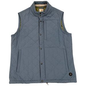 Relwen Quilted Tanker Vest Mens Large Blue Insulated Zip Snap Puffer Lined Nylon